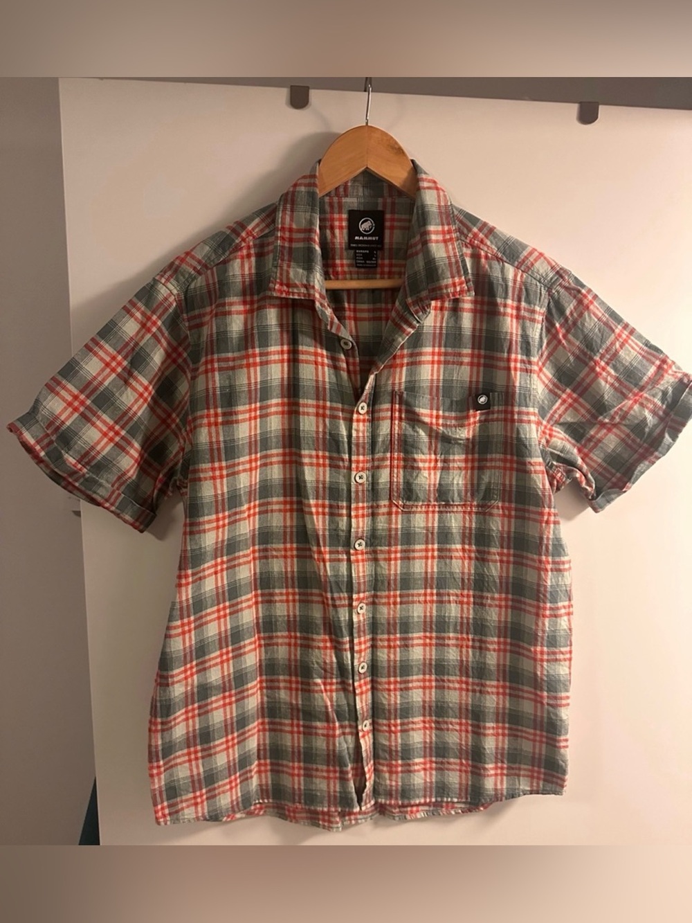 Mammut Men's Short-Sleeve Plaid Button-Down Shirt - Mens L